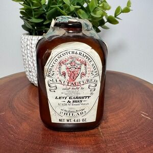 Vintage Levi Garrett & Sons Tobacco Scotch Rappee Snuff Amber Glass Jar 4.65 oz